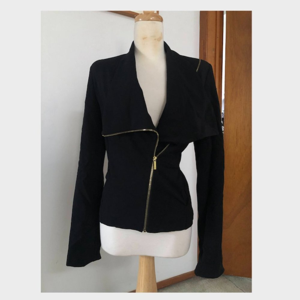 Halston Heritage Asymmetrical Moto Jacket Size 4